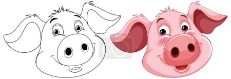 Ilustración de Gráficos vectoriales de un cerdo, coloreados y delineados - Imagen libre de derechos