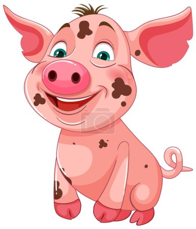 Illustration for Vector illustration of a happy, smiling piglet. - Royalty Free Image