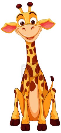 Téléchargez les illustrations : Illustration vectorielle d'une girafe assise heureuse - en licence libre de droit