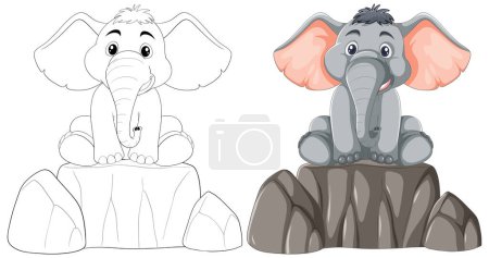 Vector illustration of a cheerful baby elephant