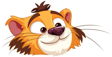 Téléchargez les illustrations : Graphique vectoriel d'un visage de tigre heureux et souriant - en licence libre de droit