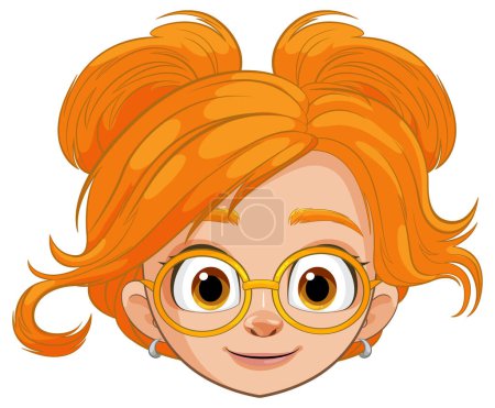 Ilustración de Ilustración vectorial de una chica sonriente con gafas - Imagen libre de derechos