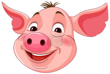 Ilustración de Ilustración vectorial de un personaje de cerdo sonriente - Imagen libre de derechos