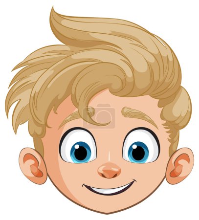 Illustration for Vector graphic of a smiling young boy's face - Royalty Free Image