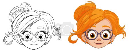Vector illustration of a girl with vibrant orange hair