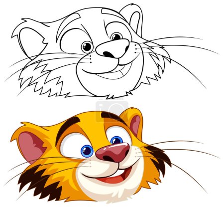 Ilustración de Ilustración vectorial de un tigre feliz y colorido - Imagen libre de derechos