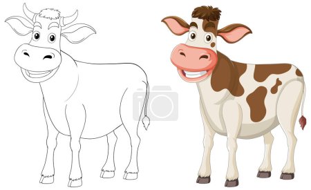 Ilustración de Ilustración de una vaca, blanco y negro a color - Imagen libre de derechos