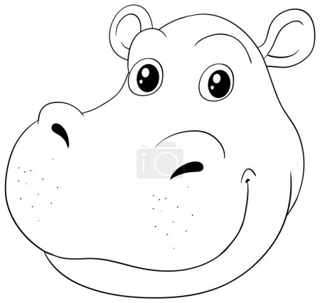Illustration for Black and white illustration of a hippo's head - Royalty Free Image