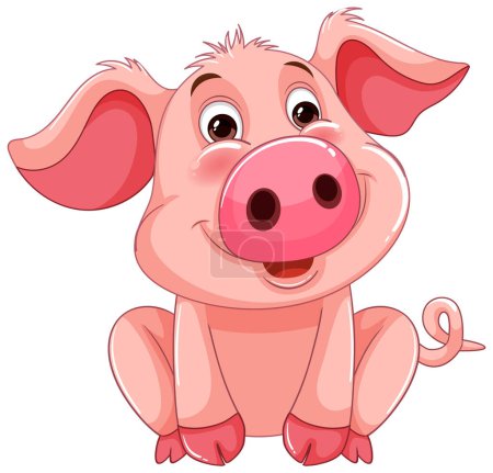Illustration for Adorable pink piglet illustration with a joyful expression - Royalty Free Image