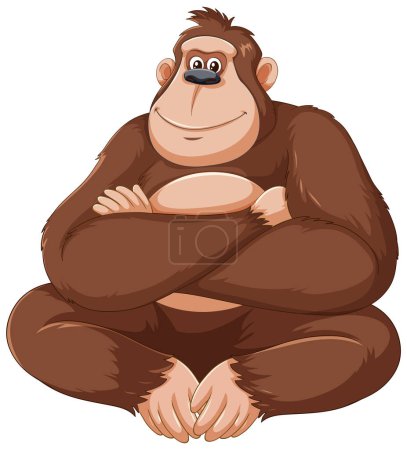Vector illustration of a content, seated gorilla
