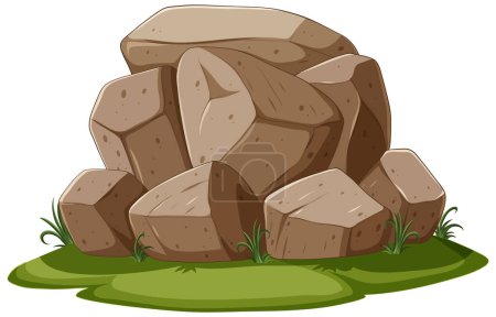 Illustration for Vector illustration of rocks with green grass - Royalty Free Image