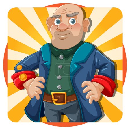 Illustration for Cartoon man with hands on hips, smiling confidently - Royalty Free Image