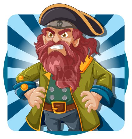 Ilustración de Ilustración vectorial de un capitán pirata de dibujos animados - Imagen libre de derechos