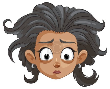Ilustración de Ilustración vectorial de una chica con una expresión sorprendida - Imagen libre de derechos