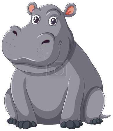 Illustration for Vector illustration of a cute sitting hippo - Royalty Free Image