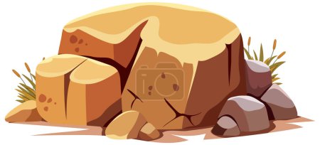 Vector art of a large boulder with smaller rocks