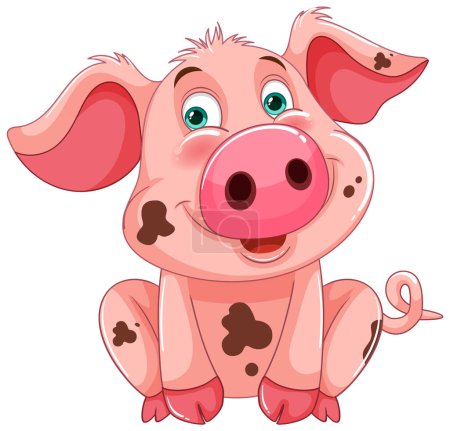 Illustration for Adorable piglet with a playful, happy expression - Royalty Free Image