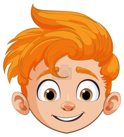 Vector illustration of a happy, red-haired boy