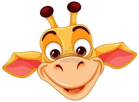 Téléchargez les illustrations : Illustration vectorielle d'un visage de girafe heureux - en licence libre de droit
