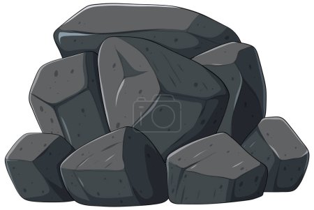 Téléchargez les illustrations : Illustration vectorielle d'une pile de roches grises - en licence libre de droit