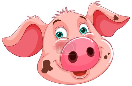 Téléchargez les illustrations : Un cochon ludique et heureux avec un grand sourire - en licence libre de droit
