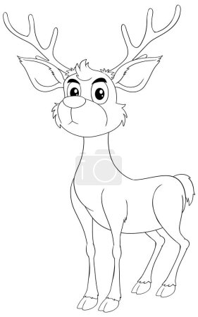 Illustration for Black and white illustration of a cute reindeer. - Royalty Free Image