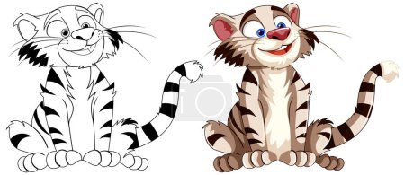Illustration for Two playful tiger characters in vector style - Royalty Free Image