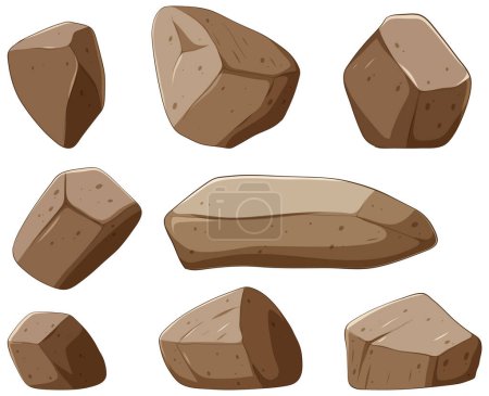 Eine Vielzahl stilisierter Steine im Vektorformat.