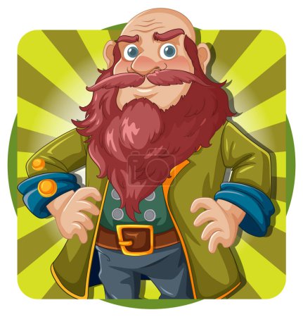 Colorful vector of a smiling, bearded fantasy dwarf