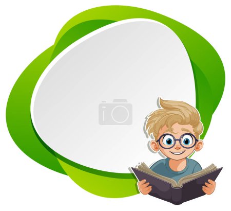 Ilustración de Caricatura chico lectura, habla burbuja fondo - Imagen libre de derechos