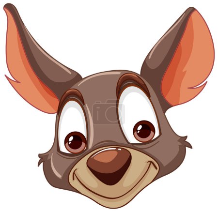 Téléchargez les illustrations : Illustration vectorielle d'un visage heureux de kangourou - en licence libre de droit