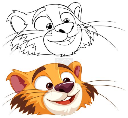 Ilustración de Gráficos vectoriales de un personaje tigre sonriente - Imagen libre de derechos