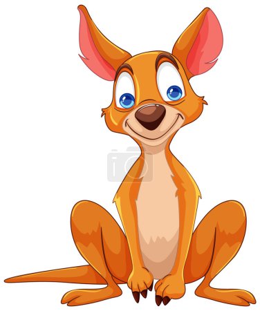 Téléchargez les illustrations : Un kangourou vibrant et souriant dans une pose ludique. - en licence libre de droit