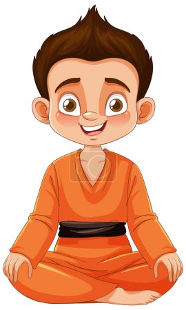Illustration for Smiling young boy dressed in martial arts attire - Royalty Free Image