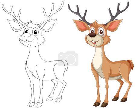 Illustration for Vector illustration of a reindeer, colored and outlined - Royalty Free Image