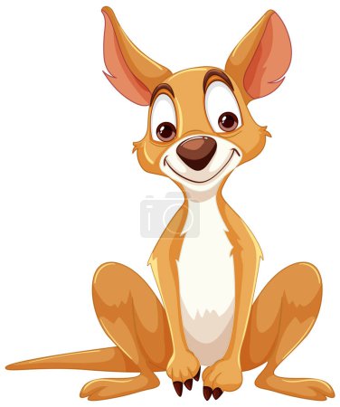 Illustration for A happy, sitting cartoon dog with big ears - Royalty Free Image