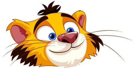 Téléchargez les illustrations : Illustration vectorielle d'un visage de tigre heureux - en licence libre de droit