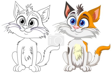 Téléchargez les illustrations : Illustration vectorielle d'un chat dessin animé mignon et coloré - en licence libre de droit