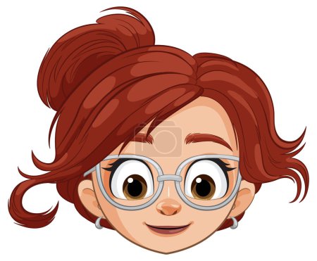 Illustration for Vector graphic of a smiling woman with stylish glasses. - Royalty Free Image