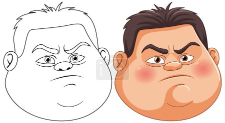 Illustration for Two cartoon faces showing anger and annoyance - Royalty Free Image