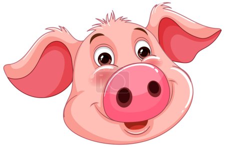 Graphique vectoriel d'un visage de porc rose souriant