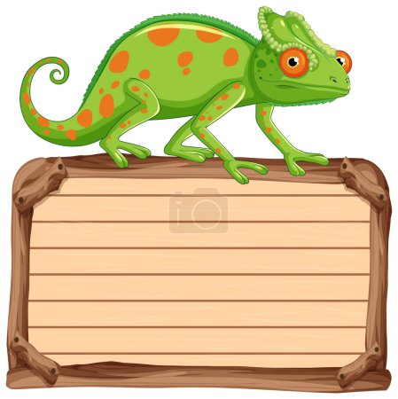 Vector illustration of a chameleon on a signboard