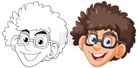Ilustración de Ilustración vectorial de un joven feliz y con gafas - Imagen libre de derechos