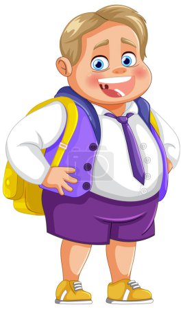Illustration for Cheerful young boy with backpack smiling - Royalty Free Image
