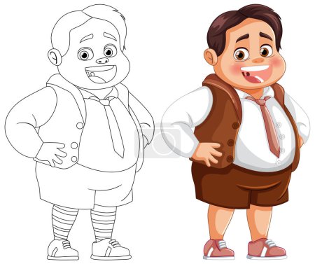 Illustration for Vector illustration of a boy in two stages. - Royalty Free Image