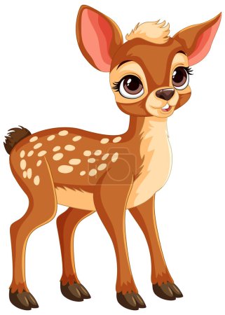 Téléchargez les illustrations : Mignon, dessin animé jeune cerf avec de gros yeux - en licence libre de droit