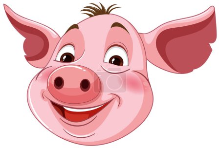 Téléchargez les illustrations : Illustration vectorielle d'un cochon souriant - en licence libre de droit