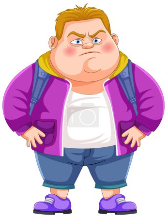 Illustration for Illustration of a bulky character standing with hands on hips. - Royalty Free Image