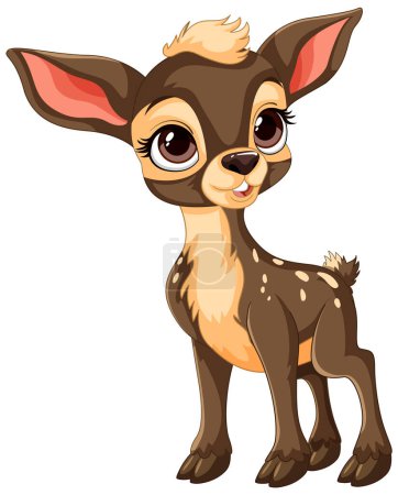 Ilustración de Lindo, estilizado ciervo joven con grandes ojos - Imagen libre de derechos