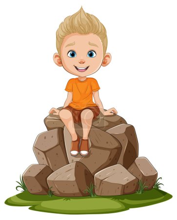 Illustration for Smiling boy enjoying nature on a sunny day - Royalty Free Image